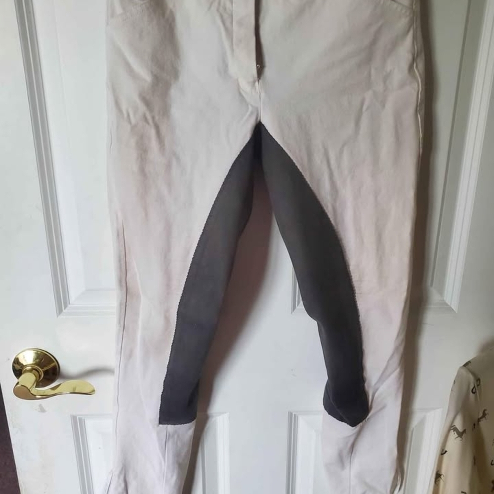 Womans Gray and White Full Seat Riding Pants